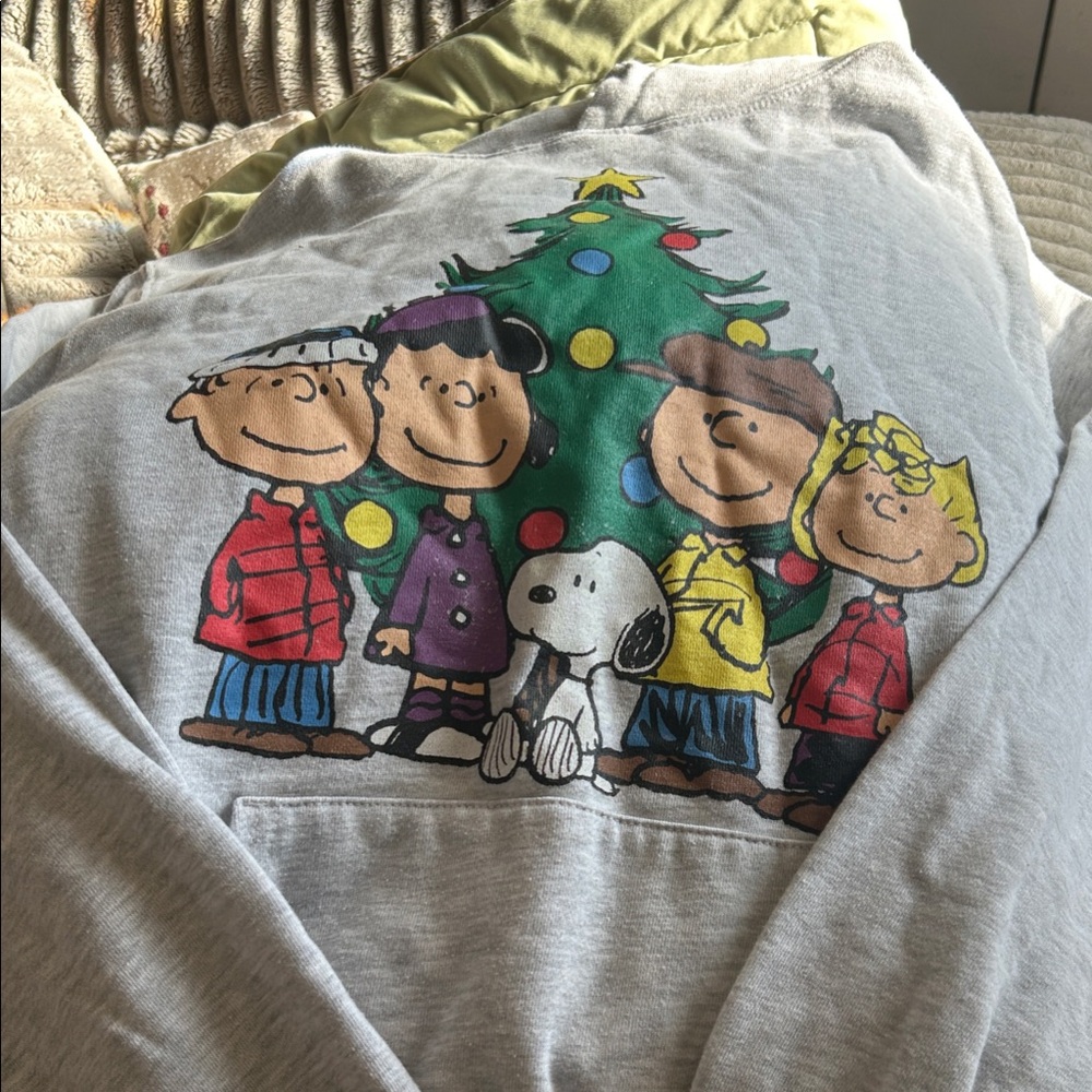 Peanuts Gray Hoodie with Holiday Characters